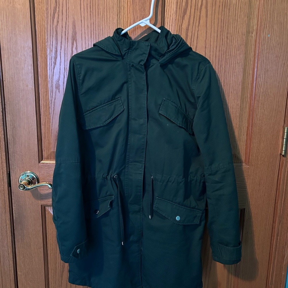 H&M Forest Green Hooded Trench Coat